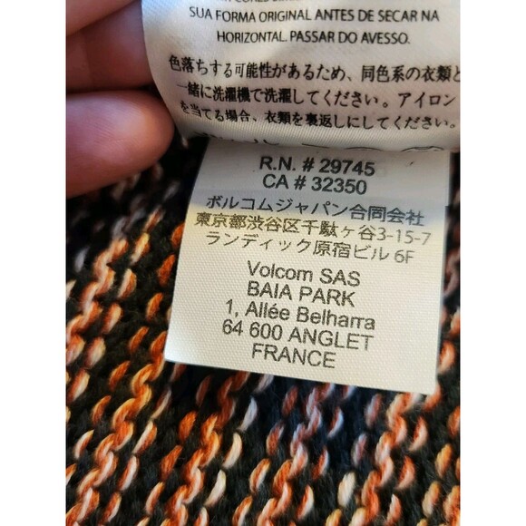 Volcom Women's Small Open Cardigan Sweater Rust Black Stripe Waterfall Hi-Low - Picture 6 of 9